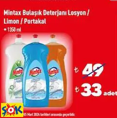 MİNTAX BULAŞIK DETERJANI LOSYON / LİMON / PORTAKAL